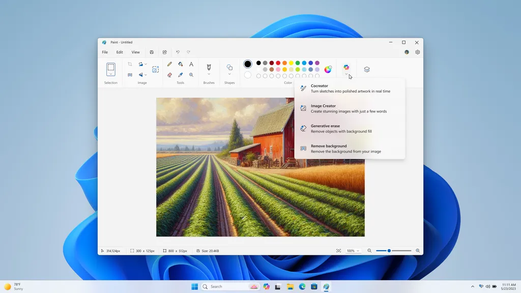 Microsoft Paint更新了AI功能